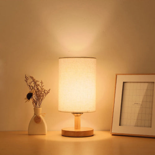 Modern LED Lamp Wooden Base Lamp Table Bedroom Bedside Lamp Decorative Solid Wood